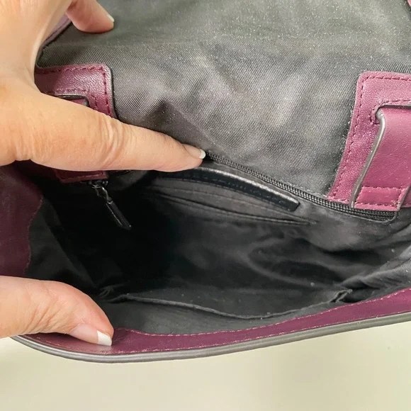 Rebecca Minkoff Midnighter Large Leather Messenger Bag in Eggplant and Black - Picture 5 of 12